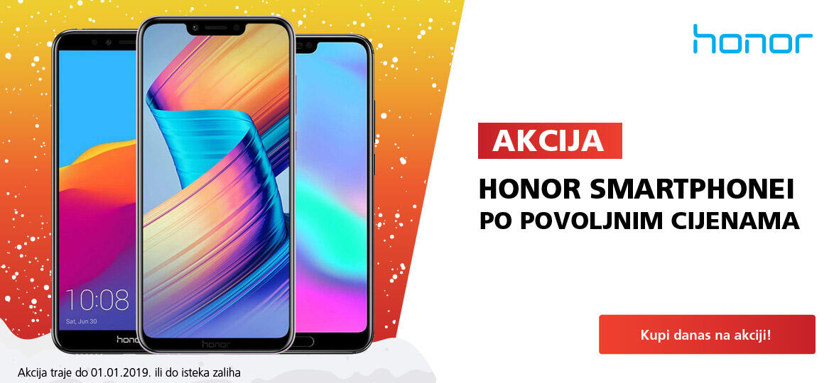 Honor pametni telefoni na akciji do 1.1.2019. ili do isteka zaliha!