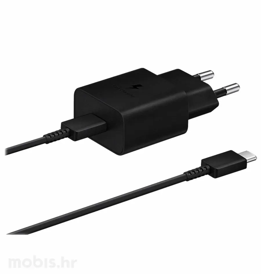 SAMSUNG KUĆNI PUNJAČ USB-C S KABELOM USB-C 15W/3A: CRNA-1