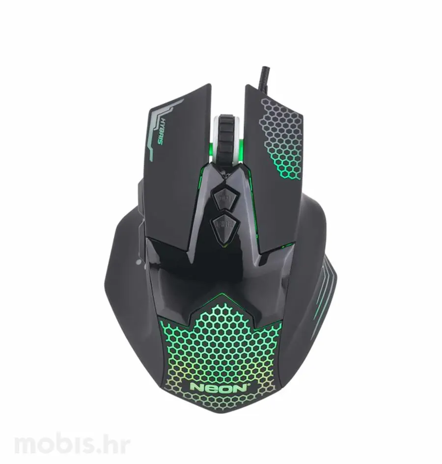 NEON MIŠ HYBRIS, GAMING, ŽIČNI, 3600DPI-0