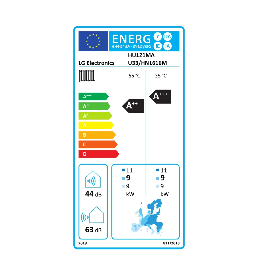 LG HU121MA.U33 - VANJSKA JEDINICA THERMA V SPLIT SNAGE 12KW + LG HN1616M.NK5 - UNUTARNJA JEDINICA THERMA V SPLIT KAPACITETA DO 1-1