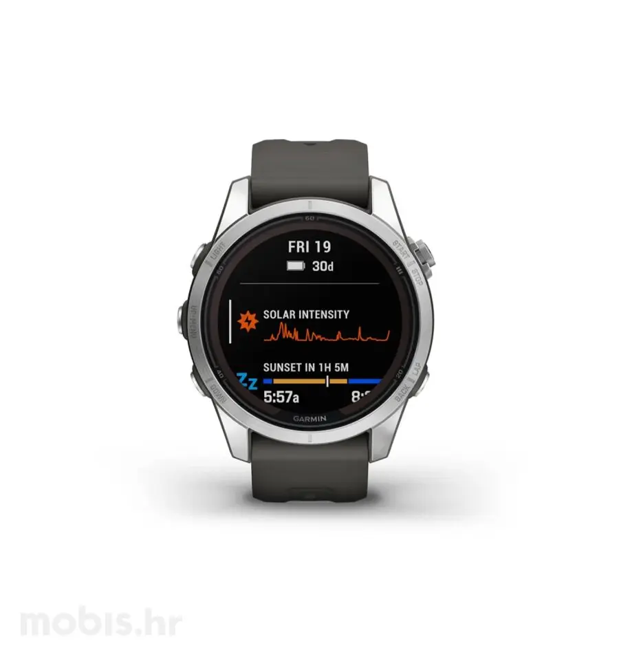 GARMIN FENIX 7S PRO SOLAR SILVER SS GRAPHITE REMEN -0