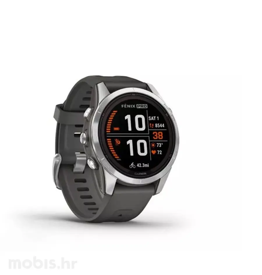 GARMIN FENIX 7S PRO SOLAR SILVER SS GRAPHITE REMEN -1