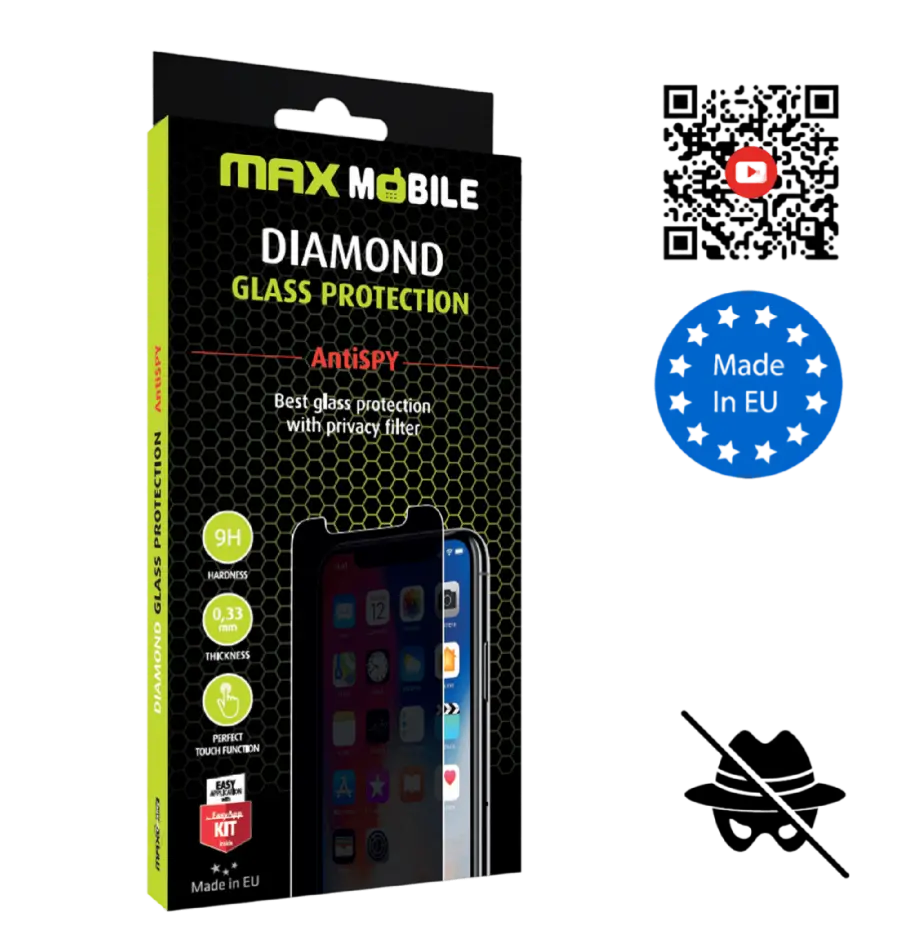 Zaštitno staklo MaxMobile za iPhone 16 Plus Diamond 2.5D Antispy-0
