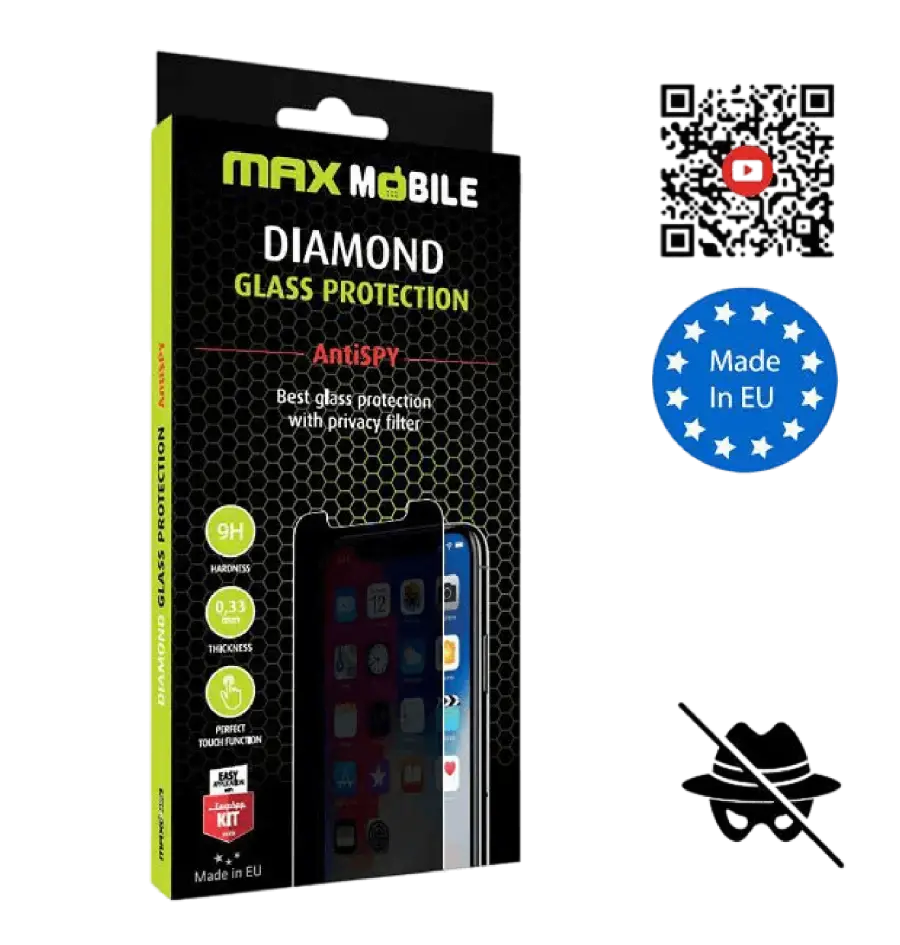 Zaštitno staklo MaxMobile za iPhone 15 Diamond 2.5D Antispy-0