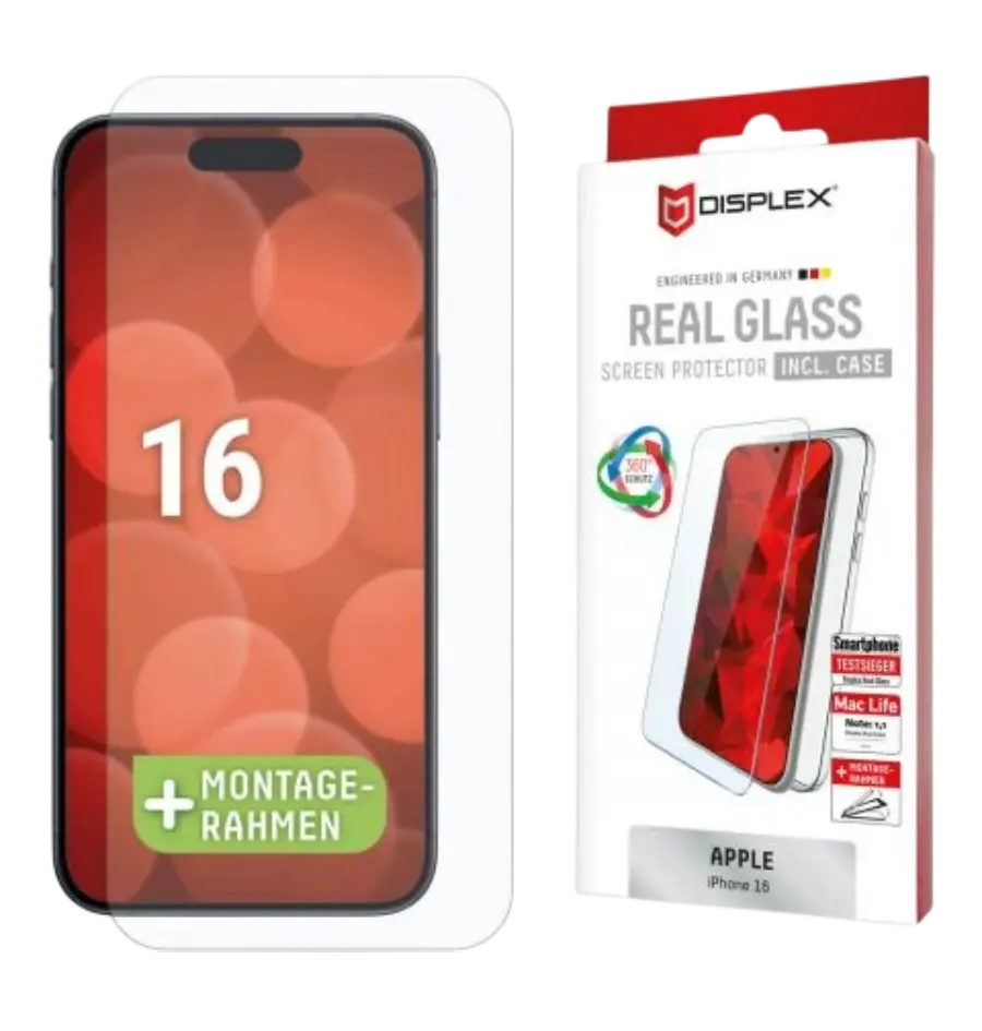 Zaštitno staklo Displex Real Glass 2D + prozirna maskica za iPhone 16 (02001)-0