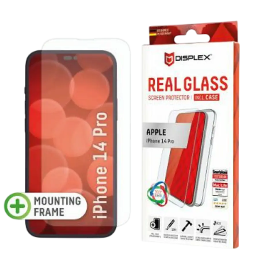 Zaštitno staklo Displex Real Glass 2D za Apple iPhone 14 Pro, + prozirna maskica (1711)-0