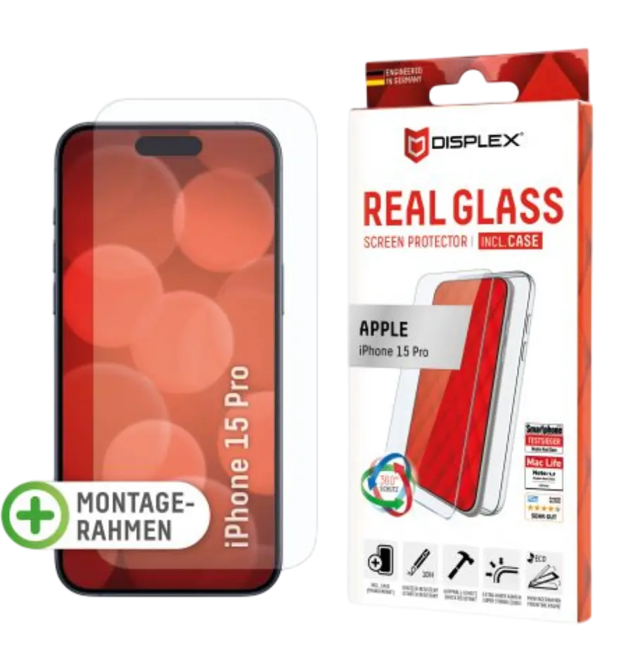 Zaštitno staklo Displex Real Glass 2D + prozirna maskica za iPhone 15 Pro-0
