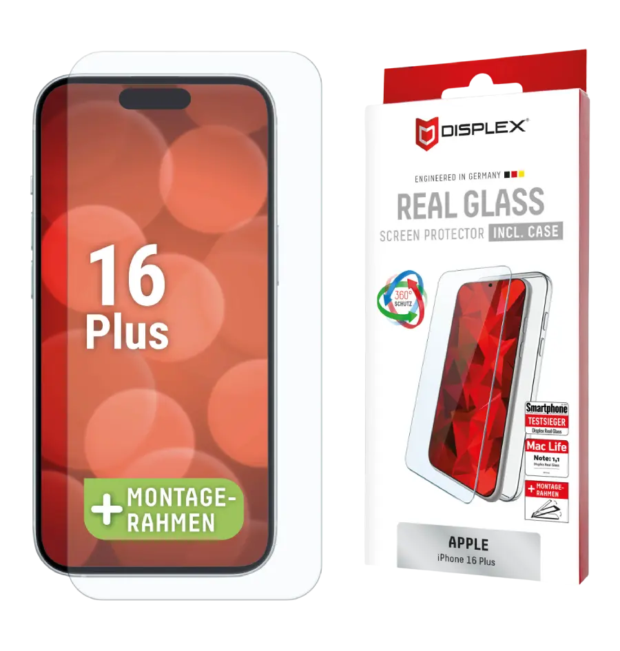 Zaštitno staklo Displex Real Glass 2D + prozirna maskica za iPhone 16 Plus (02002)-0