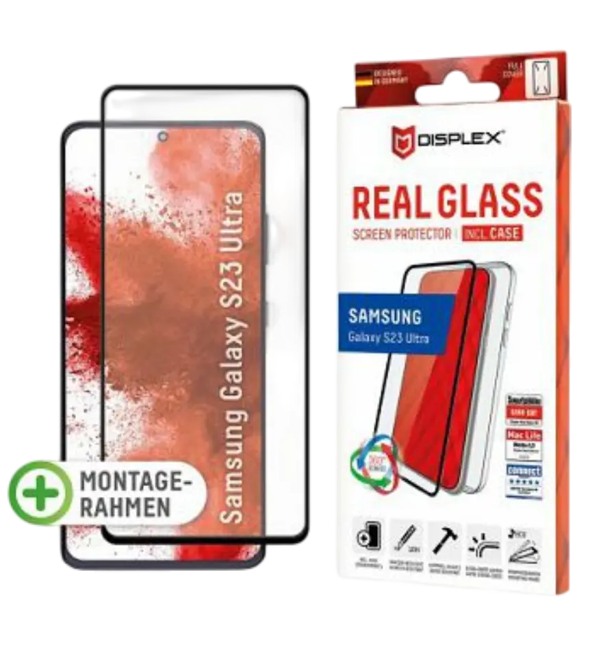 Zaštitno staklo Displex Real Glass 2D za Samsung Galaxy S23 Ultra, + prozirna maskica (01780)-0