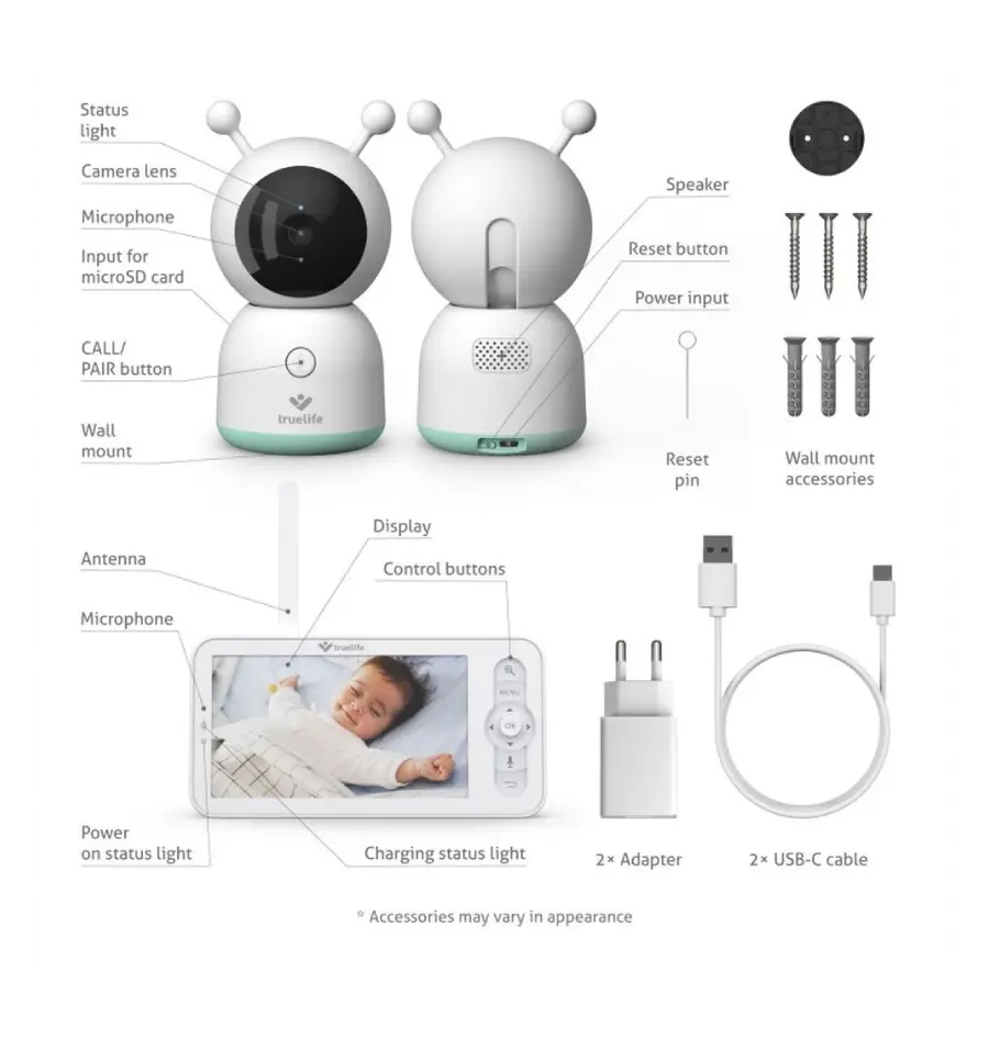 Digitalni video monitor za bebe TrueLife NannyCam R7 Dual Smart-3