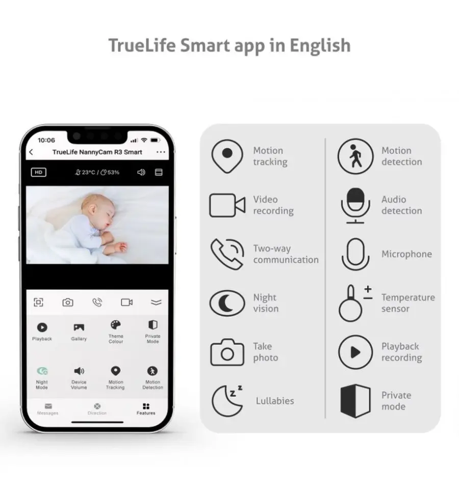 Digitalni video monitor za bebe TrueLife NannyCam R3 Smart-2