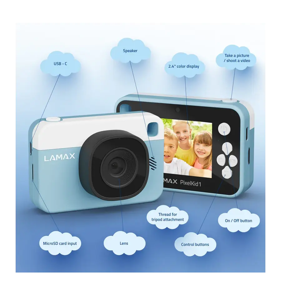 Dječji fotoaparat Lamax PixelKid1, plavi-1