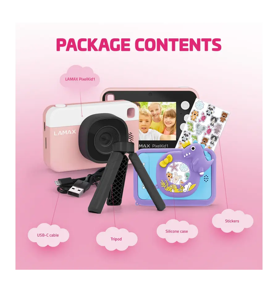 Dječji fotoaparat Lamax PixelKid1, rozi-3