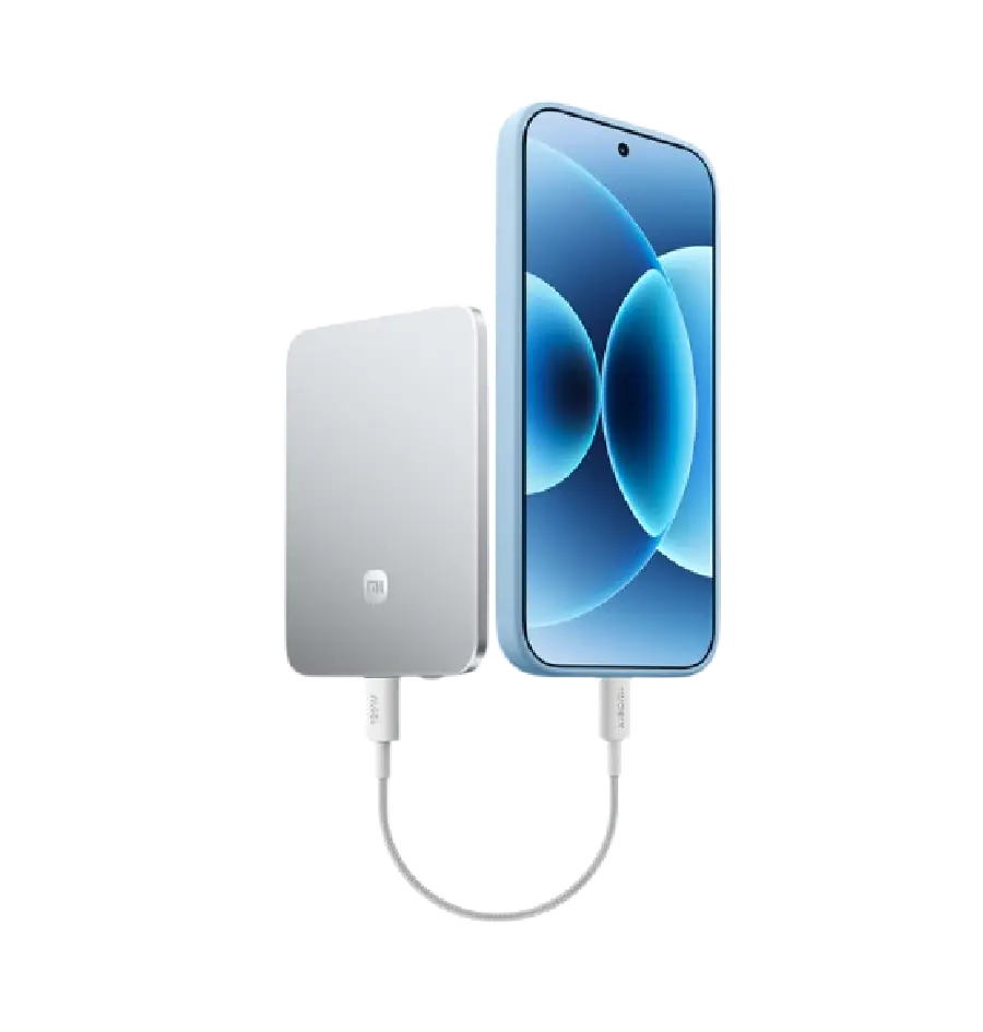 Prijenosna baterija Xiaomi Ultrathin Magnetic Power Bank 5000 15W, srebrna-1