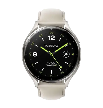 Pametni sat Xiaomi Watch 2 Titanium, sivo kućište s bijelim kožnim remenom