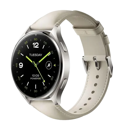 Pametni sat Xiaomi Watch 2 Titanium, sivo kućište s bijelim kožnim remenom-1