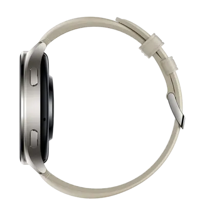 Pametni sat Xiaomi Watch 2 Titanium, sivo kućište s bijelim kožnim remenom-2