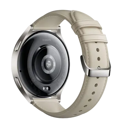 Pametni sat Xiaomi Watch 2 Titanium, sivo kućište s bijelim kožnim remenom-3