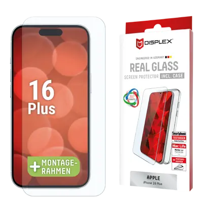 Zaštitno staklo Displex Real Glass 2D + prozirna maskica za iPhone 16 Plus (02002)