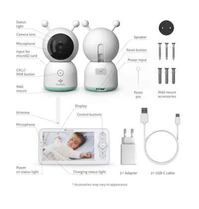 Digitalni video monitor za bebe TrueLife NannyCam R7 Dual Smart-3