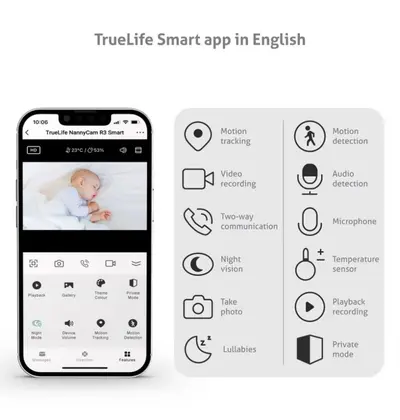 Digitalni video monitor za bebe TrueLife NannyCam R3 Smart-2