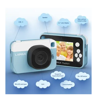 Dječji fotoaparat Lamax PixelKid1, plavi-1