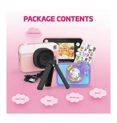 Dječji fotoaparat Lamax PixelKid1, rozi-3