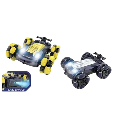 Igračka Stunt auto na daljinsko upravljanje Kazoo LH-C068-2, za driftanje, funkcija spreja, glazbe i svjetla, žuta