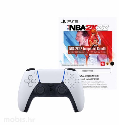 PlayStation 5 DualSense bežični kontroler + NBA 2K22 Jumpstart vaučer