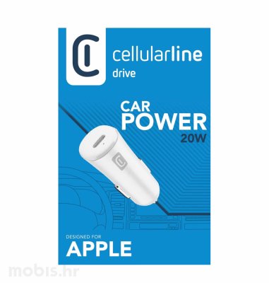 Cellularline auto adapter za iPhone USB-C 20W: bijeli