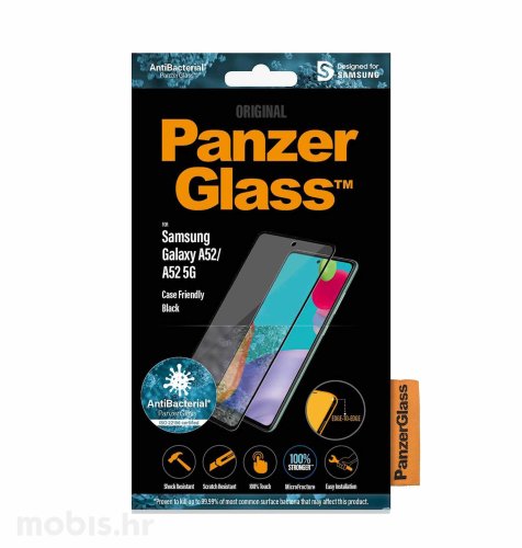Panzerglass zaštitno staklo za Samsung Galaxy A52/A52 5G/A52s Casefriendly Antibacterial: crno