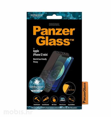 Panzerglass zaštitno staklo za iPhone 12 Mini Casefriendly Antibacterial: crno