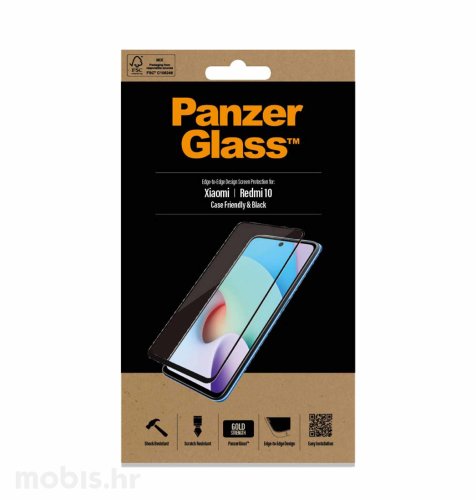 Panzerglass zaštitno staklo za Xiaomi Redmi 10 Casefriendly: crno