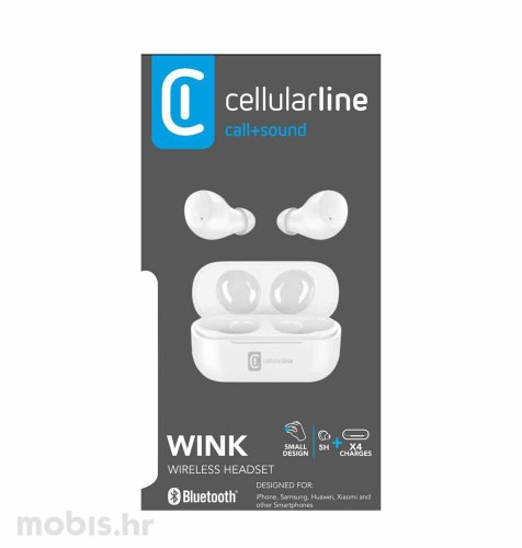 Cellularline ACL BT TWS Wink bežićne slušalice: bijele