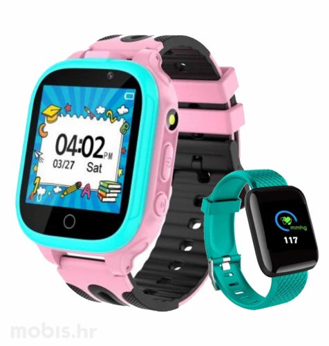 Pametni sat Neon Kids: rozi + pametna narukvica Neon B08 zelena