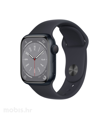 Apple Watch Series 8 GPS 41mm Midnight Aluminium Case with Midnight Sport Band - Regular, pametni sat: crni