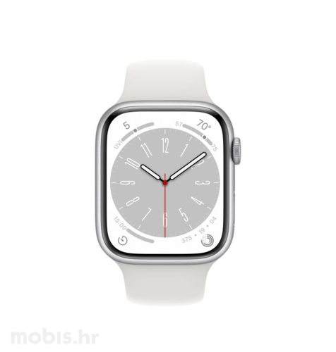 Apple Watch Series 8 GPS 41mm Silver Aluminium Case with Silver Sport Band - Regular, pametni sat: srebrni
