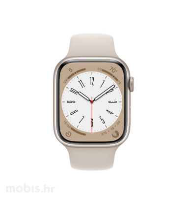 Apple Watch Series 8 GPS 41mm Starlight Aluminium Case with Starlight Sport Band - Regular, pametni sat: bež