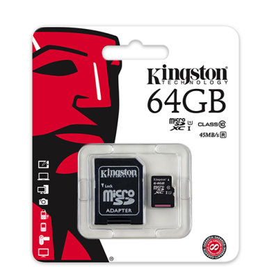 Kingston memorijska kartica microSD 64GB: CLASS 10 UHS-I + 1AD KIN