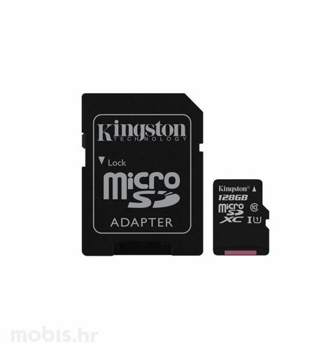 Kingston memorijska kartica microSD 128GB: CLASS 10 UHS-I + 1AD KIN