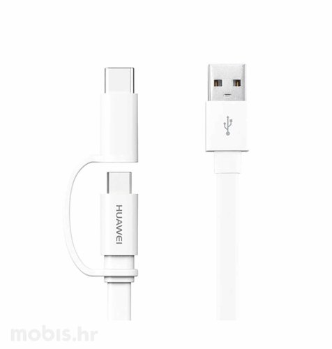 Kabel micro USB i tip C: bijeli