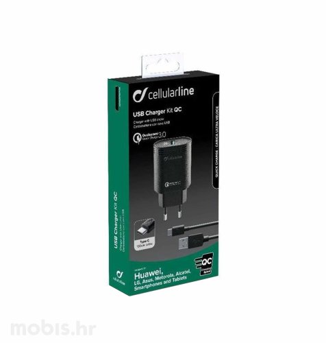 Cellularline kućni punjač USB-C 3a/18w