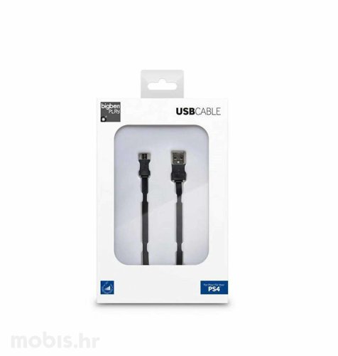 BigBen PS4 Flat USB kabel USB - Micro USB: crni
