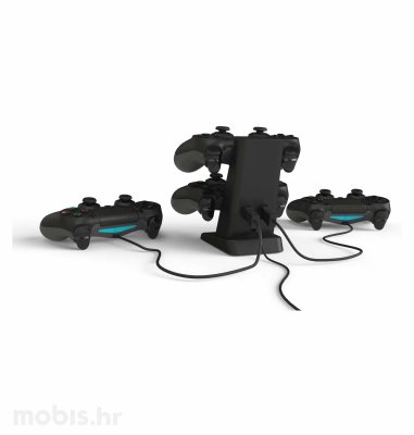 Bigben Quad charger za PS4 kontrolere crni s dodatnim USB portom