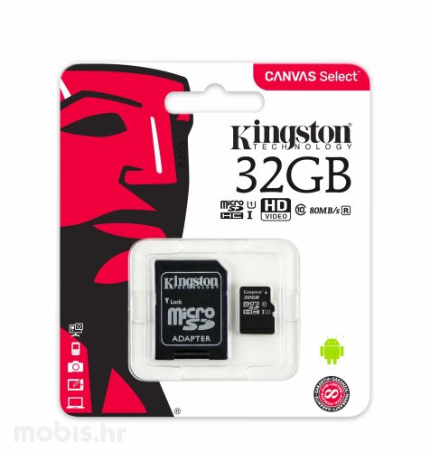 Kingston memorijska microSD 32GB Class 10 UHS-I + 1AD KIN Canvas