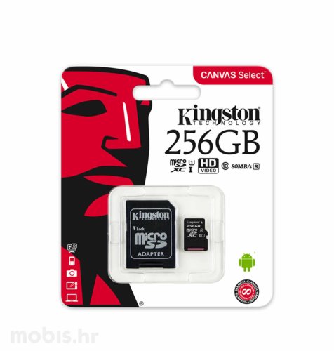 Kingston memorijska SD micro kartica 256GB Class 10 UHS-I + 1AD KIN Canvas
