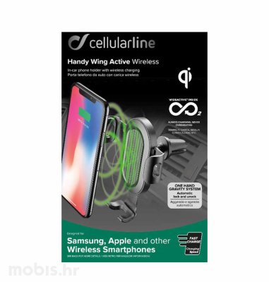 Cellularline punjač za mobitel Handy Wing Wireless: crni