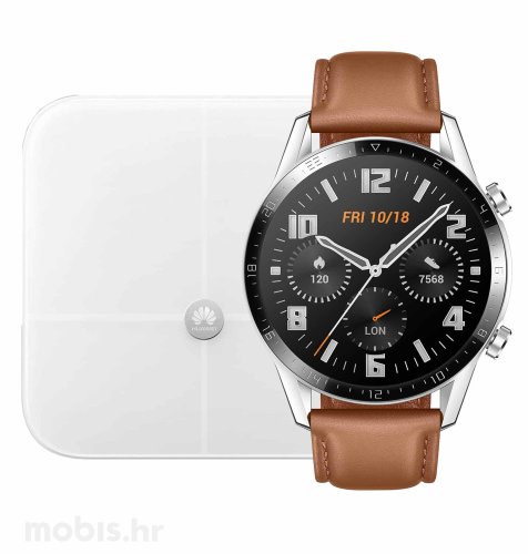Huawei Watch GT 2 (46 mm): smeđi + Huawei Body Fat vaga: bijela
