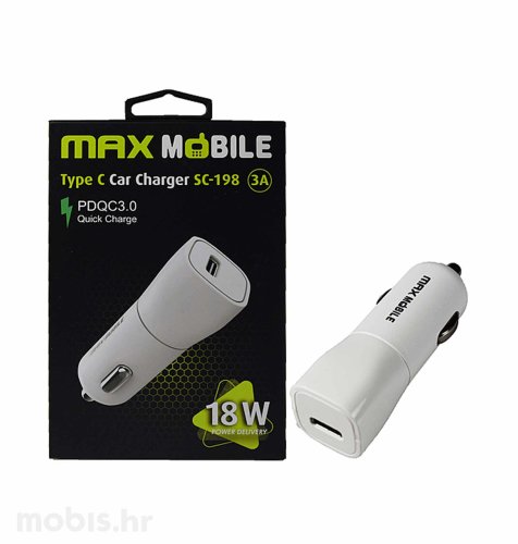 MaxMobile auto adapter 18W QC 3.0 Type C