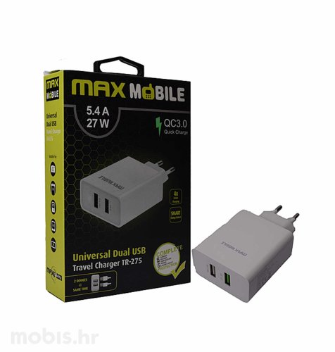 MaxMobile kućni adapter QC 3.0 brzo punjenje dual USB TR-275 5.4A